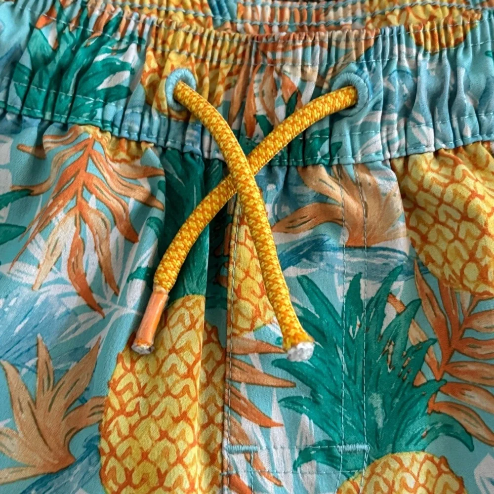 Pineapple Print Swim Trunks - Aqua/Yellow Boy’s Size 6-7